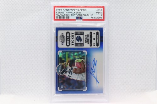 Kenneth Walker III Rookie Ticket Auto /25 Blue PSA 9 - 2022