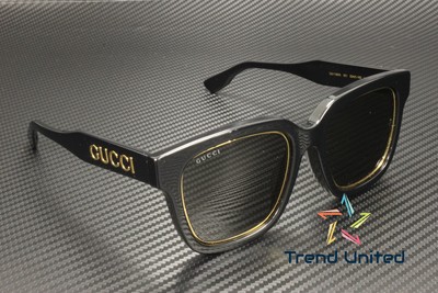 Pre-owned Gucci Gg1136sa 001 Round Oval Panthos Acetate Black Grey 52mm Women's Sunglasses In Gray