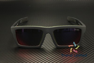 Pre-owned Prada Ps 02zsu 1bo10a Matte Black Dark Grey Mirror Red 55 Mm Men's Sunglasses In Gray