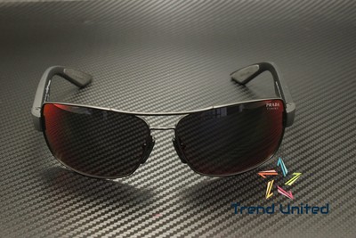 Pre-owned Prada Linea Rossa Ps 50zs 1bo10a Matte Black Grey Orange 65mm Men's Sunglasses In Gray