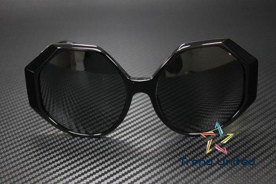 Pre-owned Versace Ve4395 534587 Square Black Dark Grey 59 Mm Women's Sunglasses In Gray