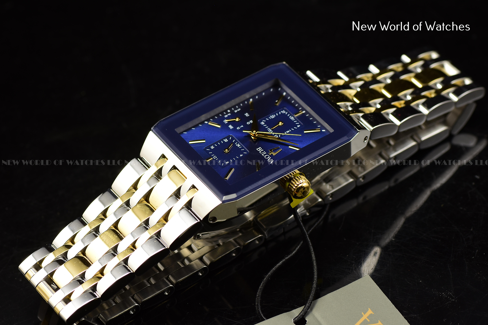 Pre-owned Bulova Quadra Blue Dial Two Tone Stainless Steel Quartz Men's Watch 98c150