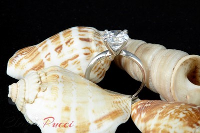 Pre-owned Pucci 1.1ct Round Simulated Diamond Wedding Engagement Anniversary Ring 14k White Gold In White/colorless