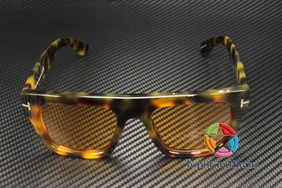 Pre-owned Tom Ford Fausto Ft0711 56e Havana Brown Plastic 53 Mm Men's Sunglasses In Yellow