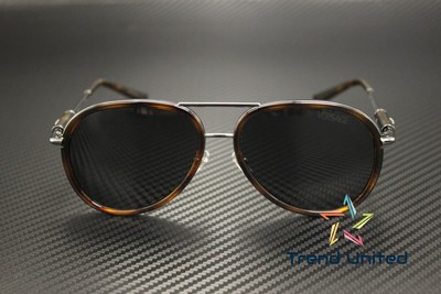 Pre-owned Versace Ve2260 100187 Havana Dark Grey 60 Mm Unisex Sunglasses In Gray