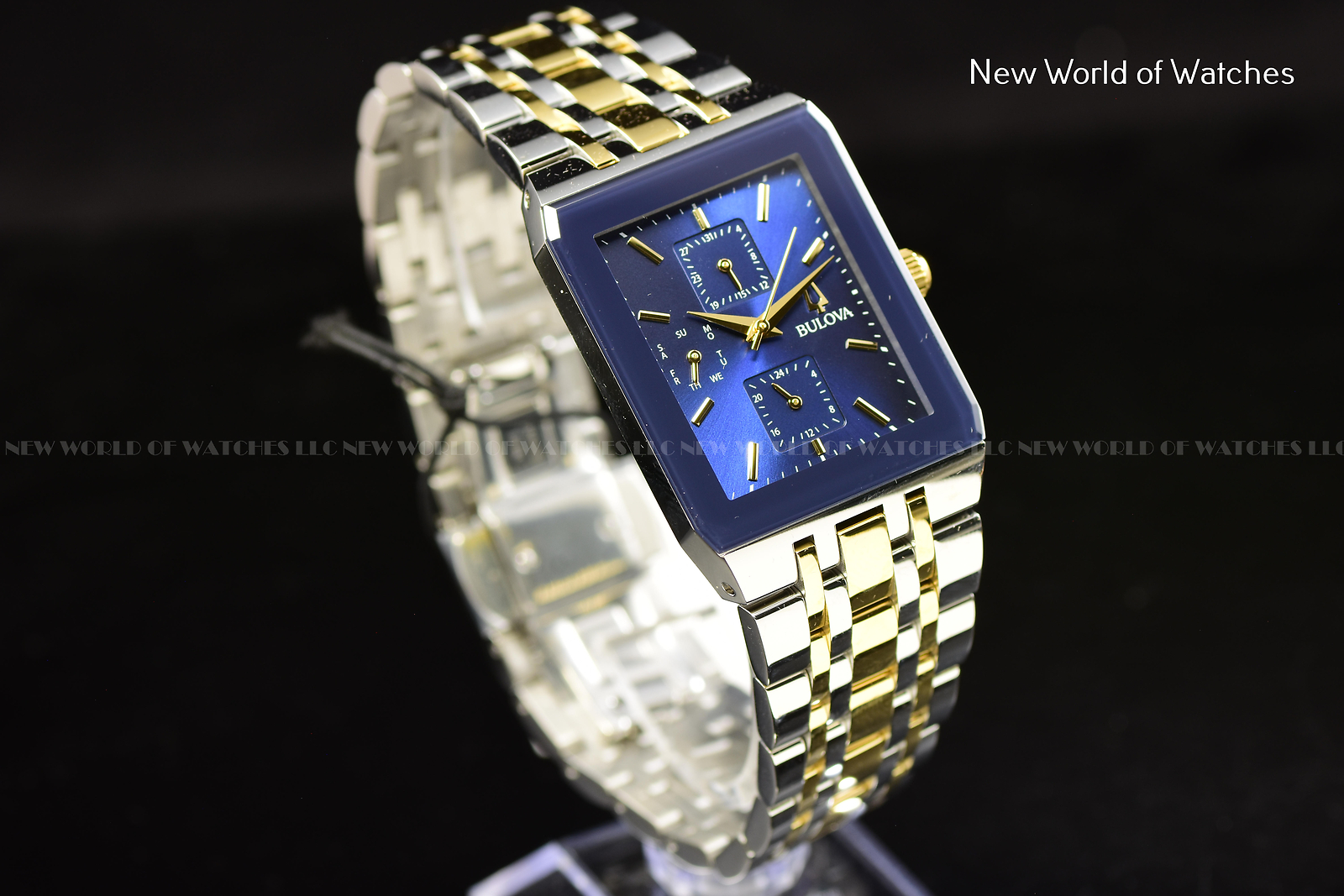 Pre-owned Bulova Quadra Blue Dial Two Tone Stainless Steel Quartz Men's Watch 98c150