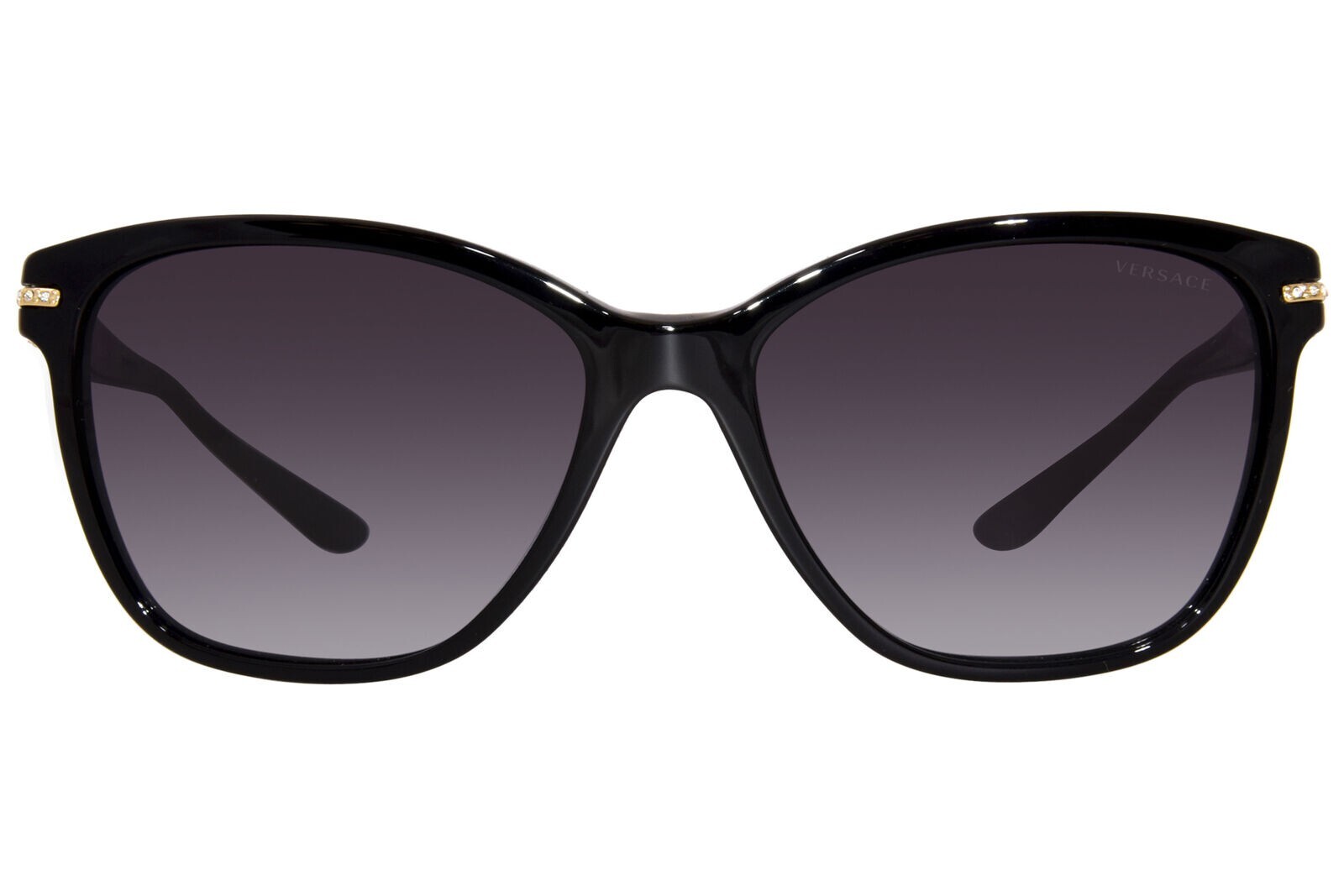 Pre-owned Versace Women's 4290ba 4290-ba Gb1/8g Black/gold/crystal Accent Sunglasses 57mm In Gray