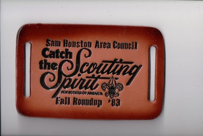 1983 Sam Houston Area Council Catch The Scouting Spirit leather patch