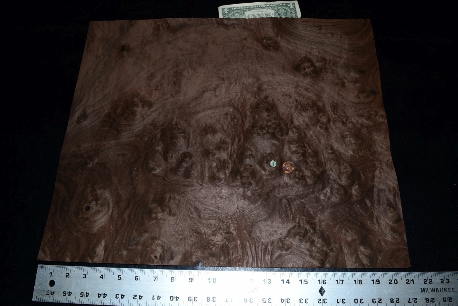 Walnut Burl Raw Wood Veneer Sheet 17 x 21 inches 1/42nd                 8627-8