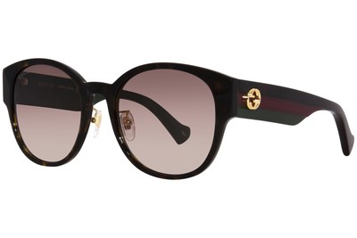 Pre-owned Gucci Gg1304sk 002 Sunglasses Women's Havana/brown Gradient 56mm