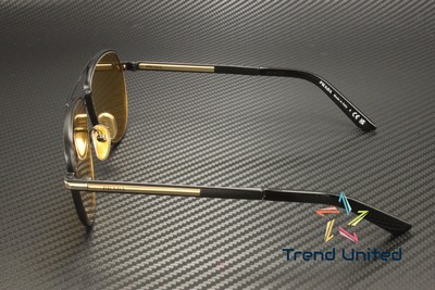 Pre-owned Prada Pr A54s 1bo90c Matte Black Yellow 60 Mm Men's Sunglasses