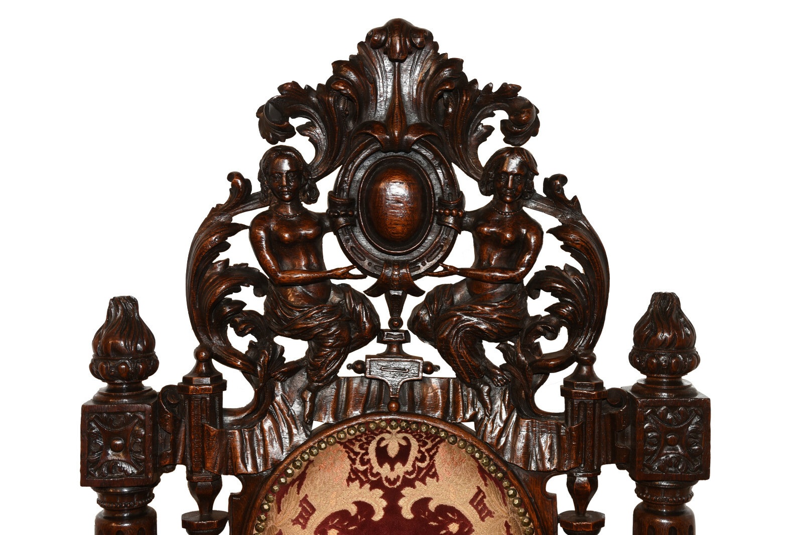 Ornate Antique French Renaissance Throne Chair, Oak, 19th Century