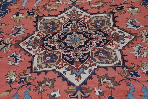 Vegetable Dye Palace Size Handmade Persian Wool Floral Oriental Heriz Rug 13x19