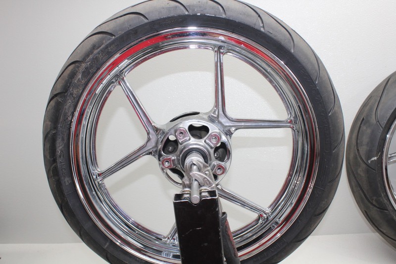 りむ 05-06 KAWASAKI NINJA ZX-6R ZX636C CHROME FRONT REAR WHEEL