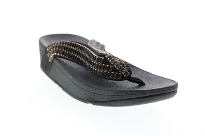 

Женские черные синтетические шлепанцы без шнурков FitFlop Surfa Crystal Stone V04-001, Черный, FitFlop Surfa Crystal Stone