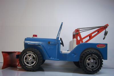 Tonka AA Wrecker Jeep With Plow 1970's Pressed Steel Original Toy 12 '' Long