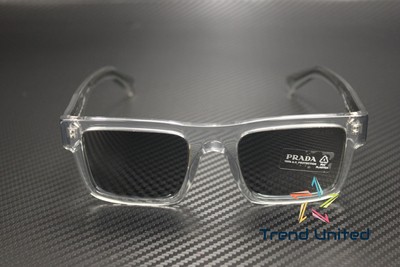 Pre-owned Prada Pr 19ws U4309t Crystal Grey Dark Grey 52 Mm Men's Sunglasses In Gray