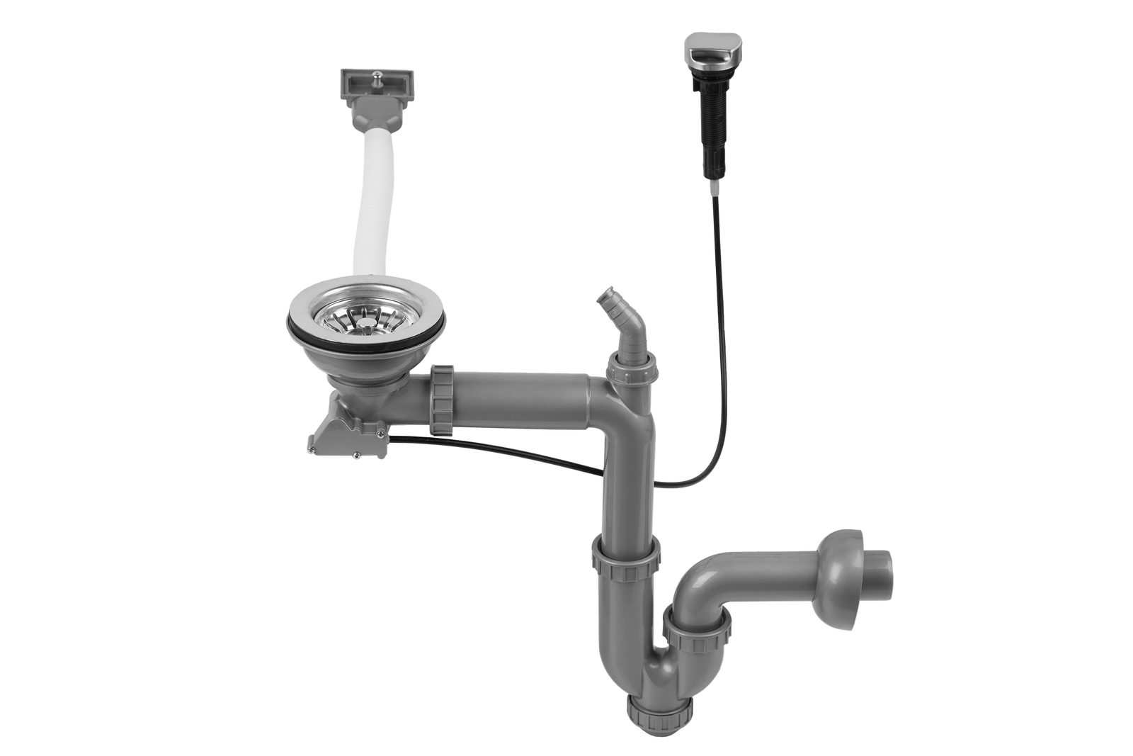 Ablauf Siphon Fernbedienung Überlauf Waschbecken Spüle Küche 3,5" Abfluss Sifon