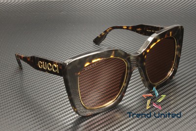 Pre-owned Gucci Gg1151s 003 Butterfly Acetate Havana Brown 51 Mm Women's Sunglasses
