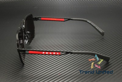 Pre-owned Prada Linea Rossa Ps 51zs 1bo02g Matte Black Grey Polarized 59mm Mens Sunglasses In Gray