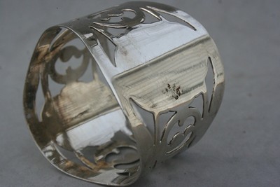 Napkin Ring Holder Silver Plate Hallmark Pierced Art Deco 1 3/4