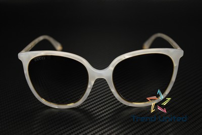 Pre-owned Gucci Gg1076s 003 Round Oval Panthos Acetate White Grey 56 Mm Women's Sunglasses In Gray