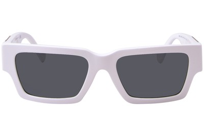 Pre-owned Versace Ve4459 314/87 Sunglasses White/dark Grey Lenses Rectangle Shape 54mm In Gray