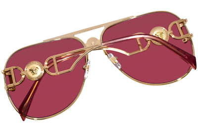 Pre-owned Versace Ve2255 1002/a4 Sunglasses Gold/pink Mirror Internal Silver Pilot 63mm