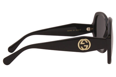 Pre-owned Gucci Gg0796s 001 Sunglasses Women's Black/grey Lenses Fashion Square 56-mm In Gray