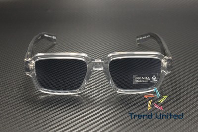 Pre-owned Prada Pr 02zs U430a9 Transparent Grey Blue 52 Mm Men's Sunglasses