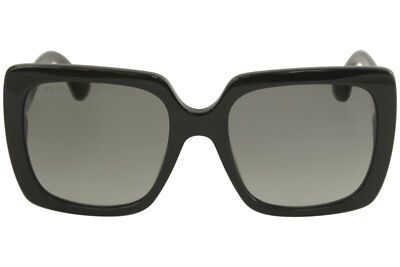 Pre-owned Gucci Women's Gg0418s Gg/0418/s 001 Black Fashion Square Sunglasses 54mm In Gray
