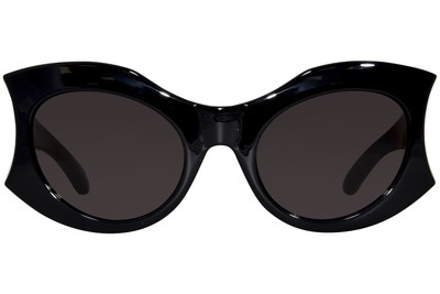 Pre-owned Balenciaga Bb0256s 001 Sunglasses Women's Black/grey Lens Butterfly Shape 56mm In Gray