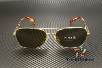 Pre-owned Prada Pr A50s 5ak01t Gold Dark Brown 59 Mm Women's Sunglasses