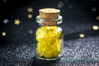 2 Pcs 35x22MM Wishing Bottles With Natural Yellow Cream Yellow Opal Chip Beads
