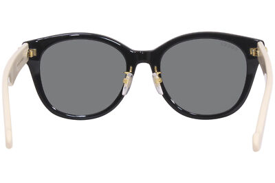 Pre-owned Gucci Gg1002sk 004 Sunglasses Women's Black-white/grey Lenses Round Shape 56mm In Gray