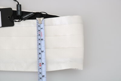 Pre-owned Dolce & Gabbana Cummerbund White Men Waist Belt 100% Silk S. It48 / M Rrp $450