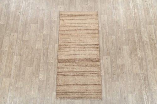 Natural Dye Soft Thick Pile 3x7 Wool Gabbeh Oriental Runner Rug 6' 6'' x 2' 9''