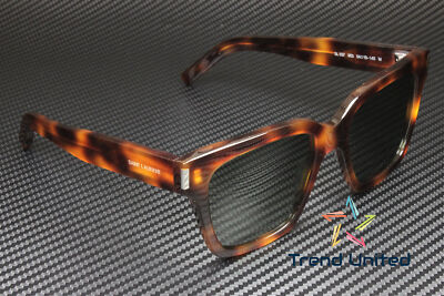 Pre-owned Saint Laurent Sl 507 003 54 Rectangular Havana Shiny Green 54 Unisex Sunglasses