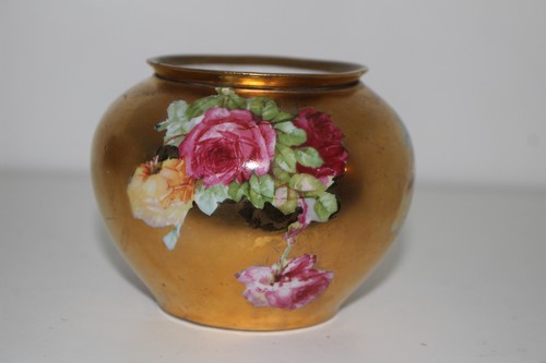 ANTIQUE HAND PAINTED ST.KILIAN OS VASE OR TEA STRAINER-PORCELAIN INSERT-GERMANY
