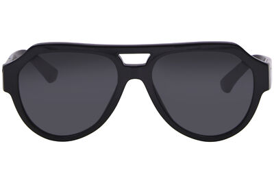 Pre-owned Dolce & Gabbana Dg4466 501/87 Sunglasses Men's Black/dark Grey Square Shape 56mm In Gray