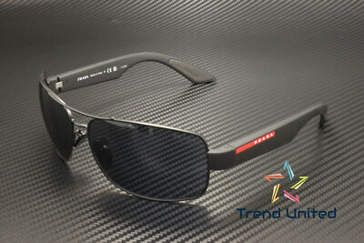 Pre-owned Prada Linea Rossa Ps 50zs 1bo09r Matte Black Blue Tuning 65 Mm Men's Sunglasses