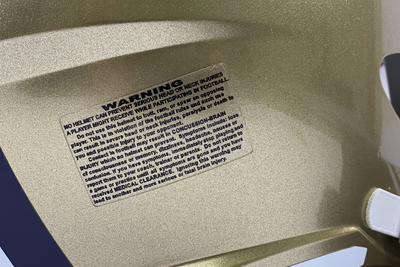 Warning Label Decal For Football Helmets