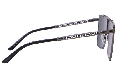 Pre-owned Versace Ve2266 10013h Sunglasses Men's Gunmetal/dark Green Square Shape 64mm