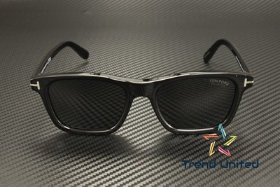 Pre-owned Tom Ford Ft1179 01d Acetate Shiny Black Smoke Polarized 54 Mm Men's Sunglasses In Gray