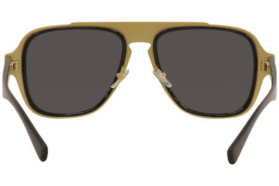 Pre-owned Versace Men's Medusa Charm Ve2199 2199 1002/81 Pilot Polarized Sunglasses 56mm In Gray