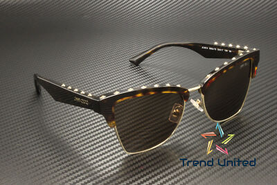 Pre-owned Jimmy Choo Jc5014 500273 Havana Pale Gold Dark Brown 54 Mm Women's Sunglasses