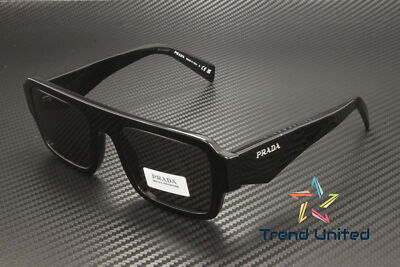 Pre-owned Prada Pr A05s 16k08z Black Dark Grey 53 Mm Men's Sunglasses In Gray