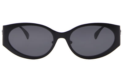 Pre-owned Versace Ve2263 126187 Sunglasses Women's Matte Black/grey Lenses Oval Shape 56mm In Gray