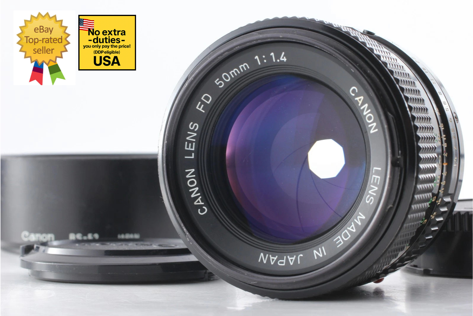 MINT w/ Hood ] Canon New FD NFD 50mm F/1.4 Lens For AE-1 A-1