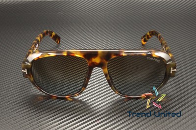 Pre-owned Tom Ford Ft1102 52f Plastic Dark Havana Gradient Brown 59 Mm Men's Sunglasses